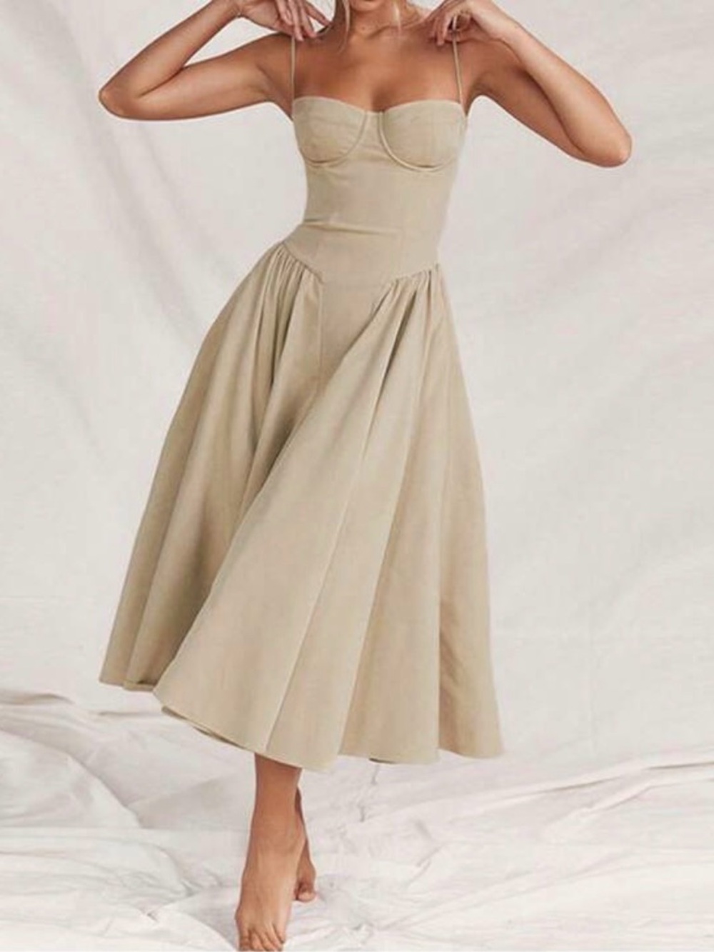 (NWOT) Tan Strapless Dress